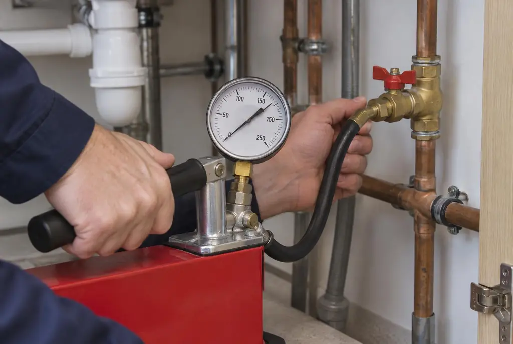 Lekdetectie Bilthoven – druktest op een waterleiding met een manometer