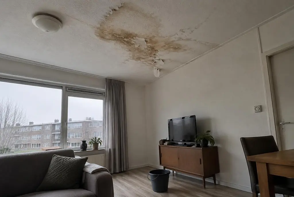 Lekdetectie Bilthoven – vochtplek op het plafond onder een badkamer